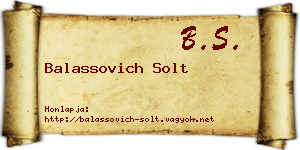 Balassovich Solt névjegykártya
